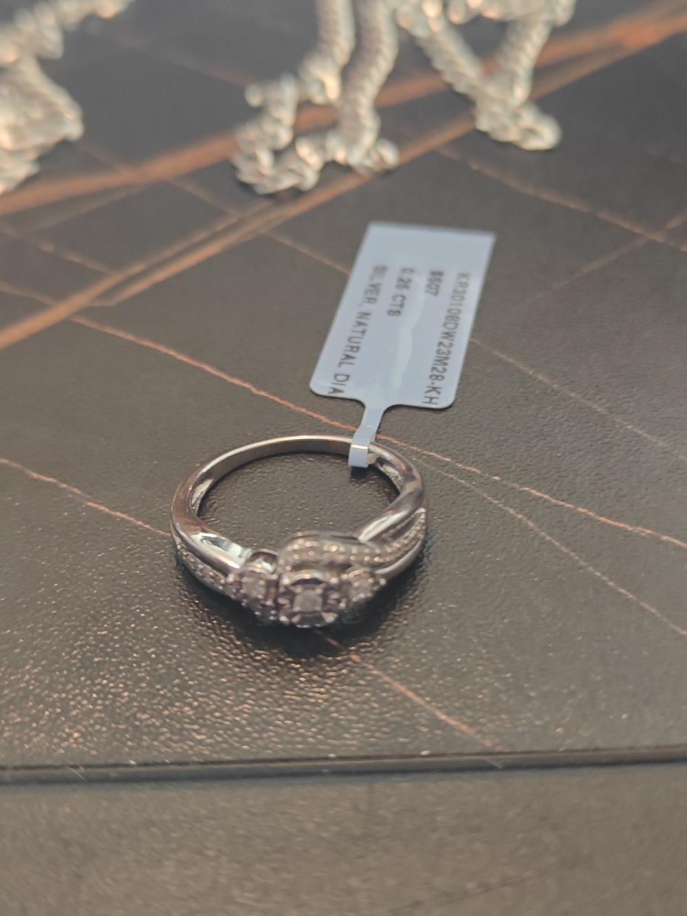 Sterling Silver Natural Diamond Halo Engagement Ring